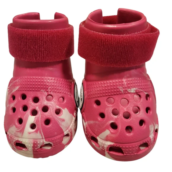 NWT | Crocs X Bark | Crocs For Dogs | Size M | Marbled Pink And White - Picture 10 of 12